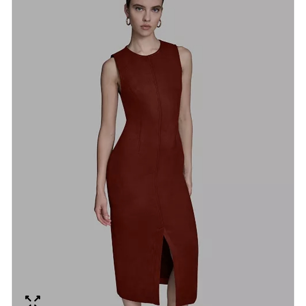 BCBG Sleeveless Midi Dress in Deep Red